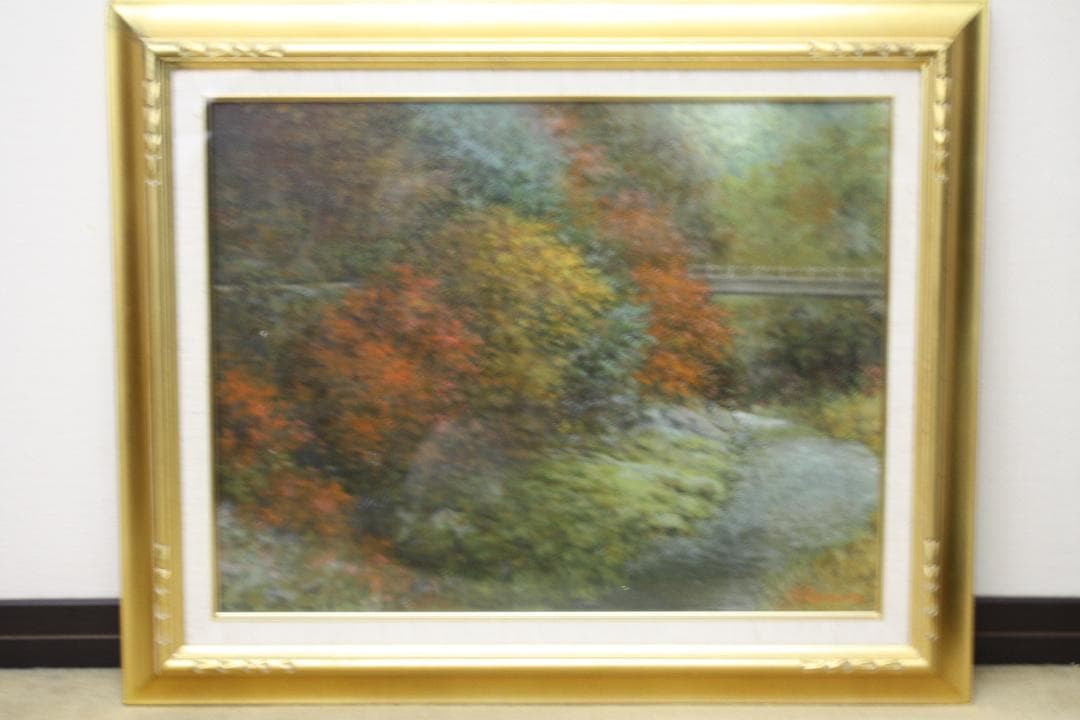 額縁付き日本田舎風景画 大きな油絵