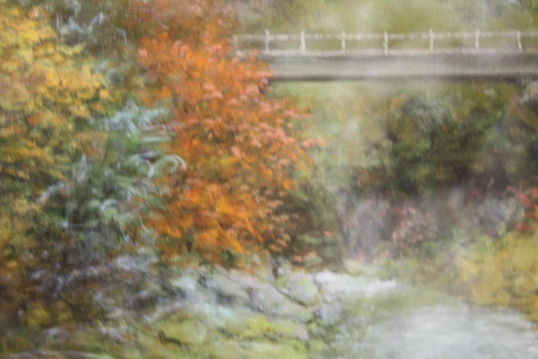 額縁付き日本田舎風景画 大きな油絵