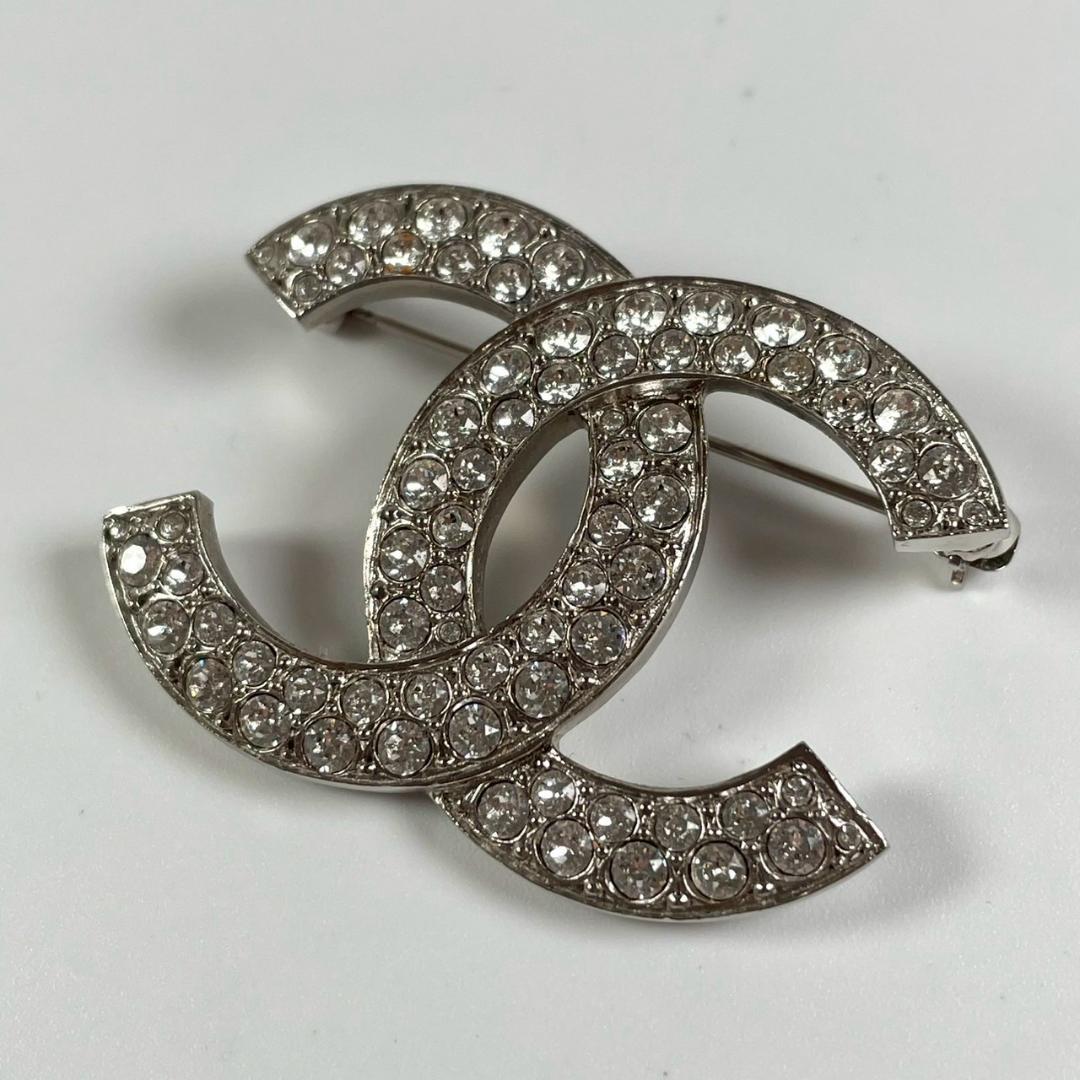 美品　C20　CHANEL シャネル　CC　ココマーク　ブローチ　ラインストーン
