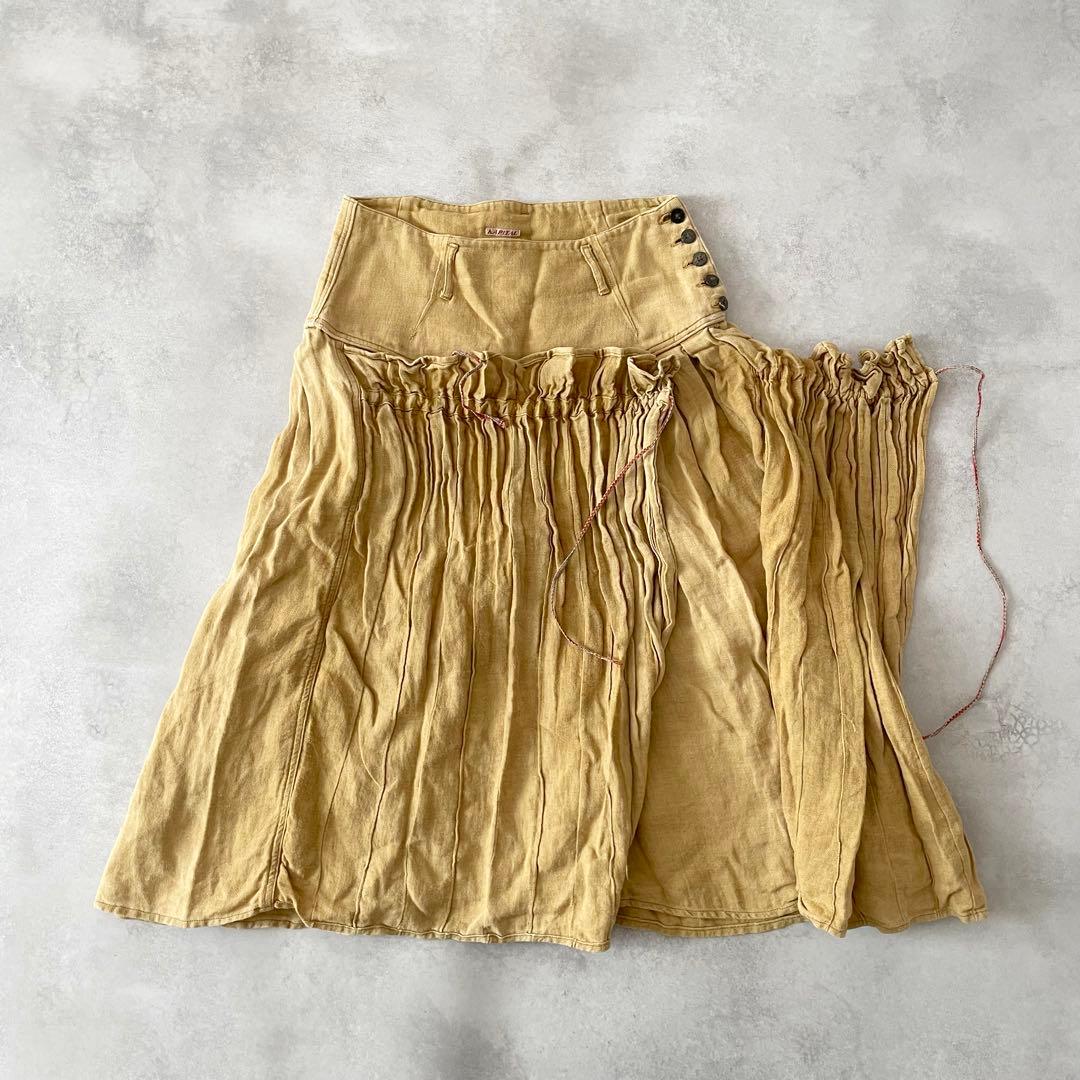 KAPITAL アミッシュパンツ ギャザー 変形 リネン ラップ ガウチョ 1