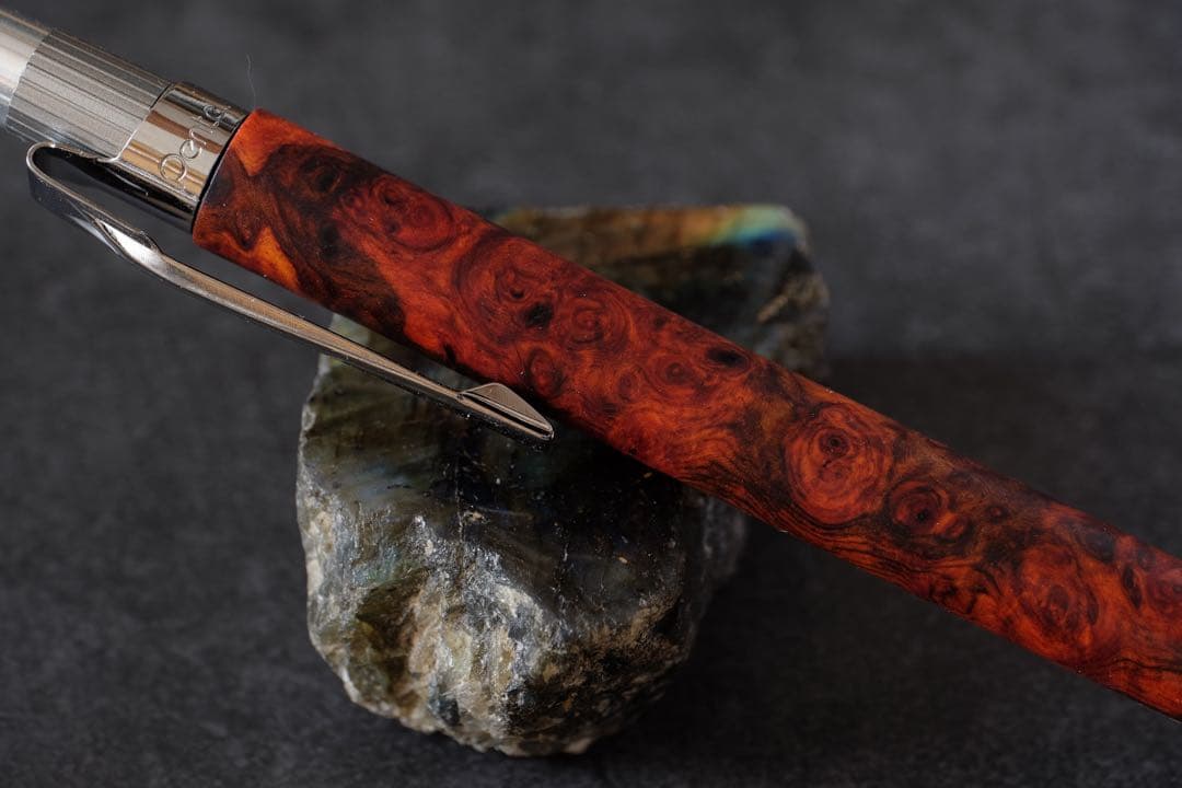 PG5木軸カスタム0214　高村杢工房 製図用シャープペンシル　極上花梨瘤紅白