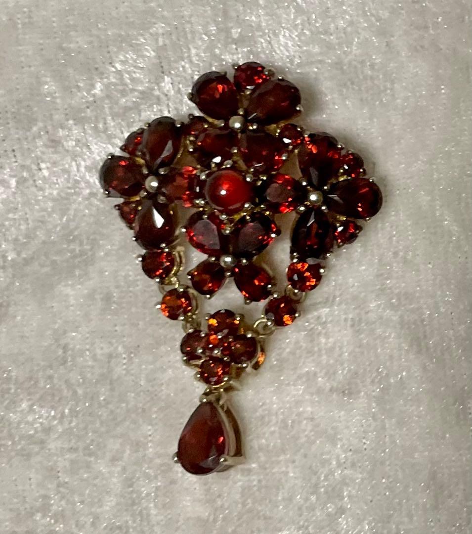 ガーネット ブローチ ペンダントトップ 碌山 アンティーク ボヘミアンガーネット