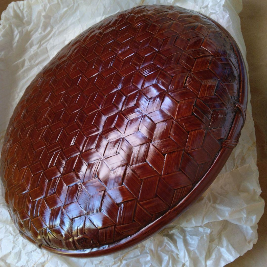 漆器　竹80亀甲鉢　溜春慶　瓢箪