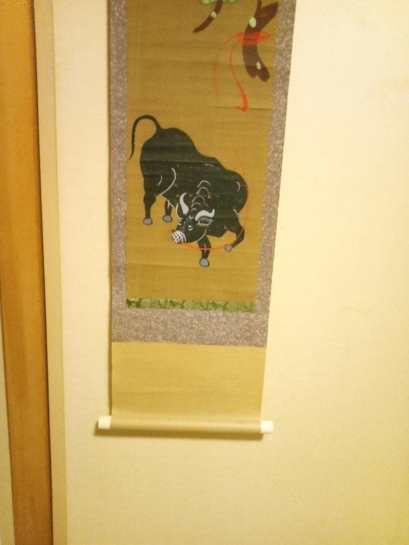 大津絵、江戸時代牛の掛け軸