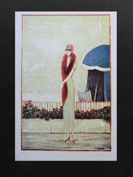 ジャン・ピエール・カシニョール、「赤い狐のえりまき」　希少・大判画集画