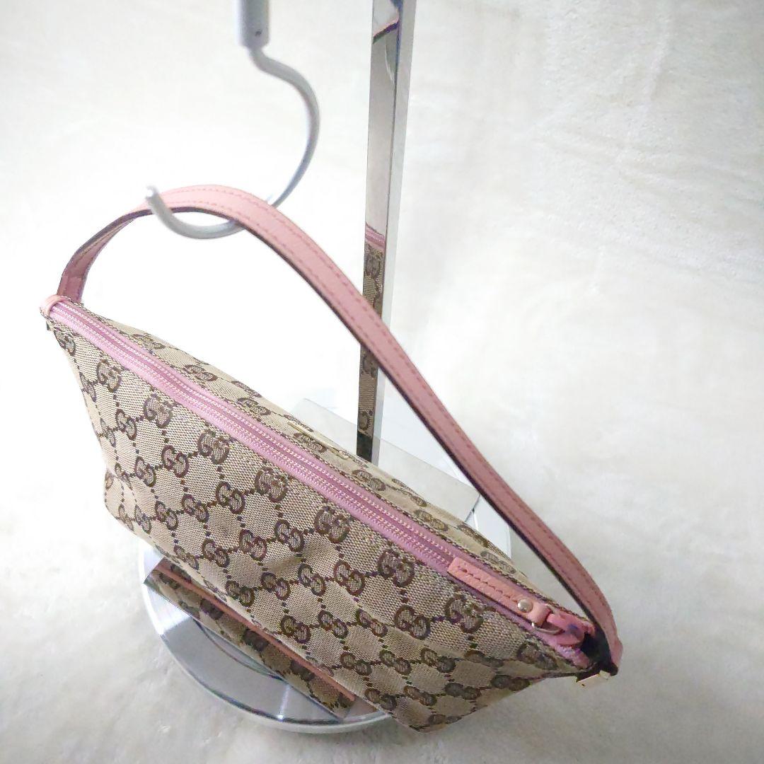 【美品・希少】グッチ アクセサリーポーチ GGキャンバス ピンク系 07198