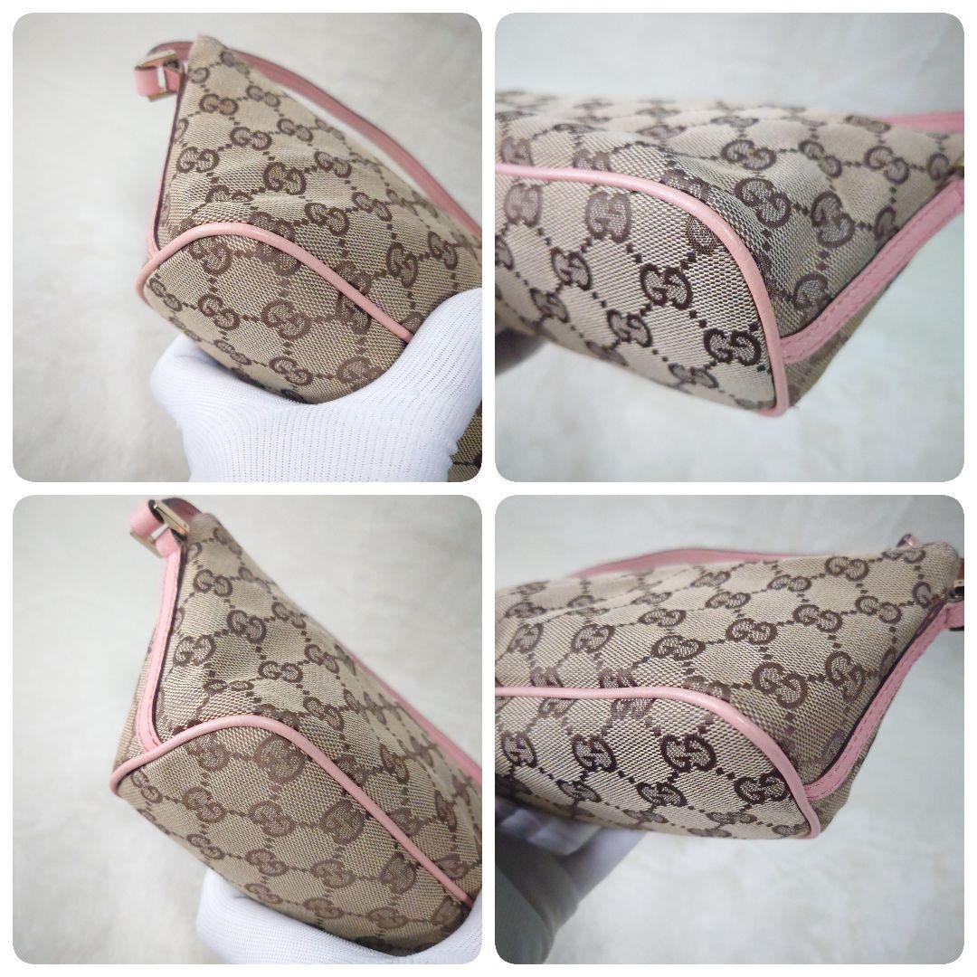 【美品・希少】グッチ アクセサリーポーチ GGキャンバス ピンク系 07198