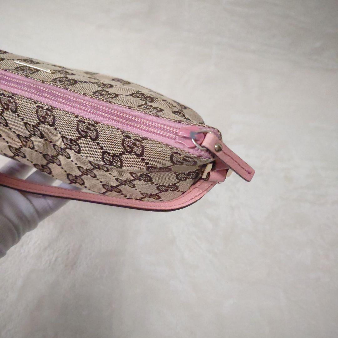 【美品・希少】グッチ アクセサリーポーチ GGキャンバス ピンク系 07198