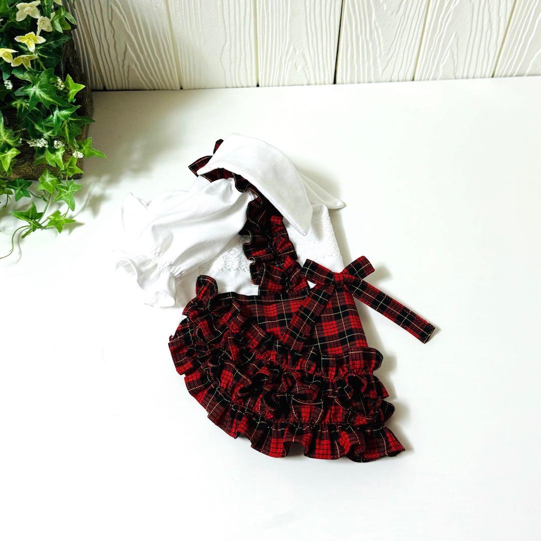 犬服ハンドメイド　タータンワンピ