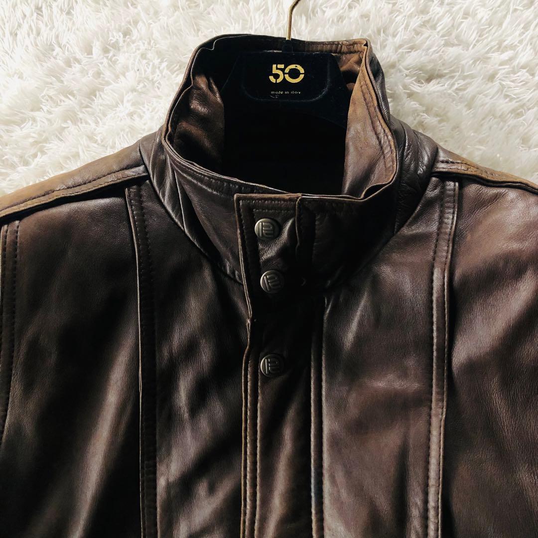 美品✨ ロバートコムストック ディアスキンジャケット 鹿革 艶感 ブラウン L