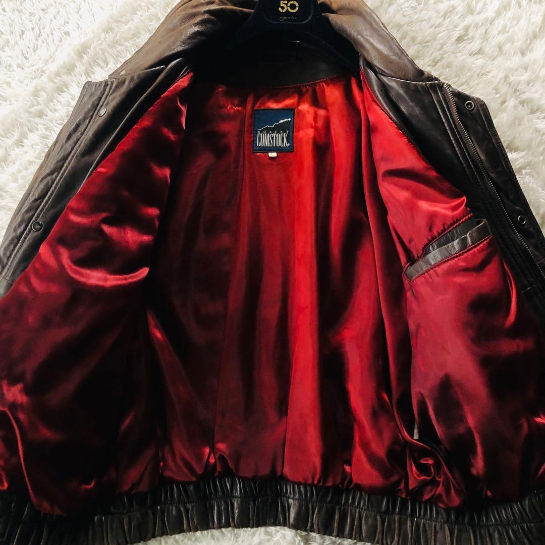 美品✨ ロバートコムストック ディアスキンジャケット 鹿革 艶感 ブラウン L