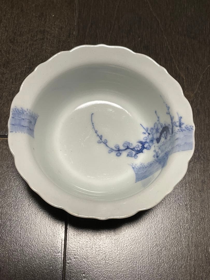 柿右衛門手　染付垣根梅文向付5客　古伊万里