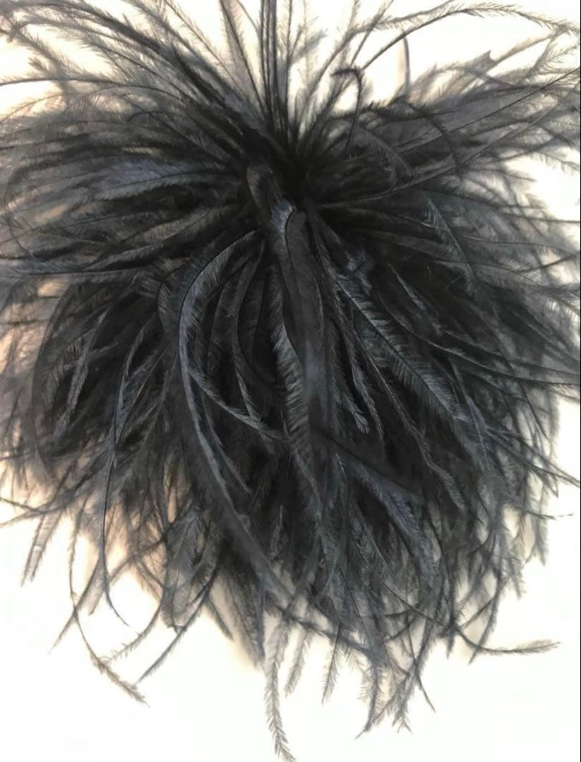 オーストリッチ　フェザーコサージュ　ブラック