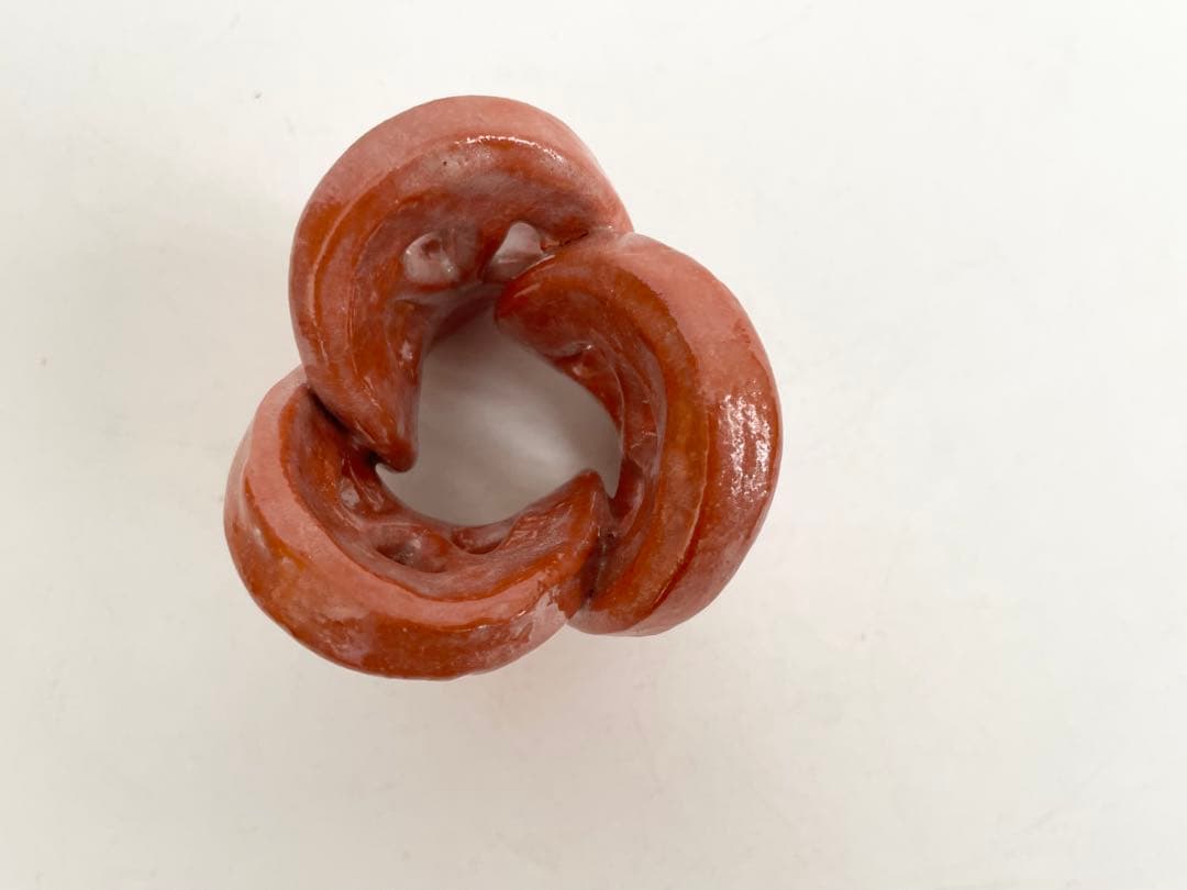 陶芸家　伊東桂楽　赤　三ツ輪　蓋置　茶道具　共箱　楽焼　赤楽