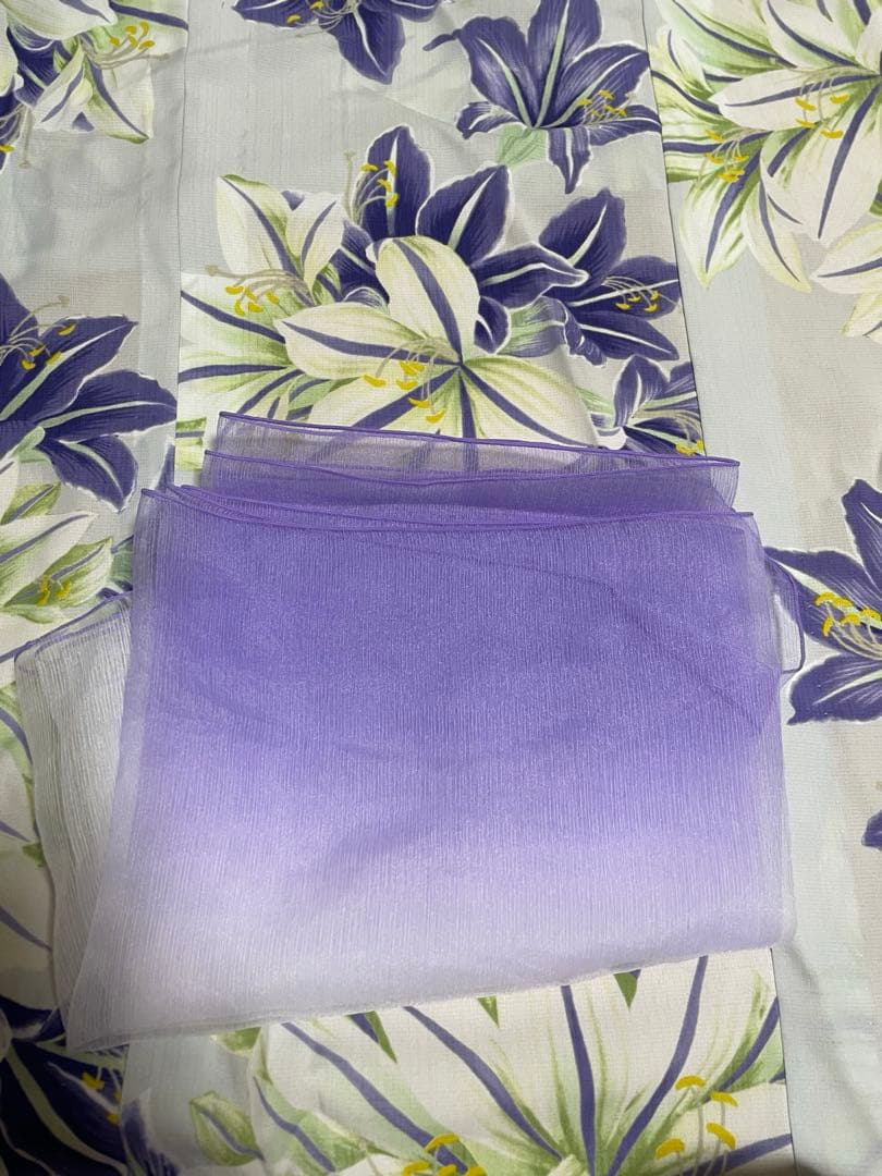 ふりふ　浴衣　帯セット　紫　百合