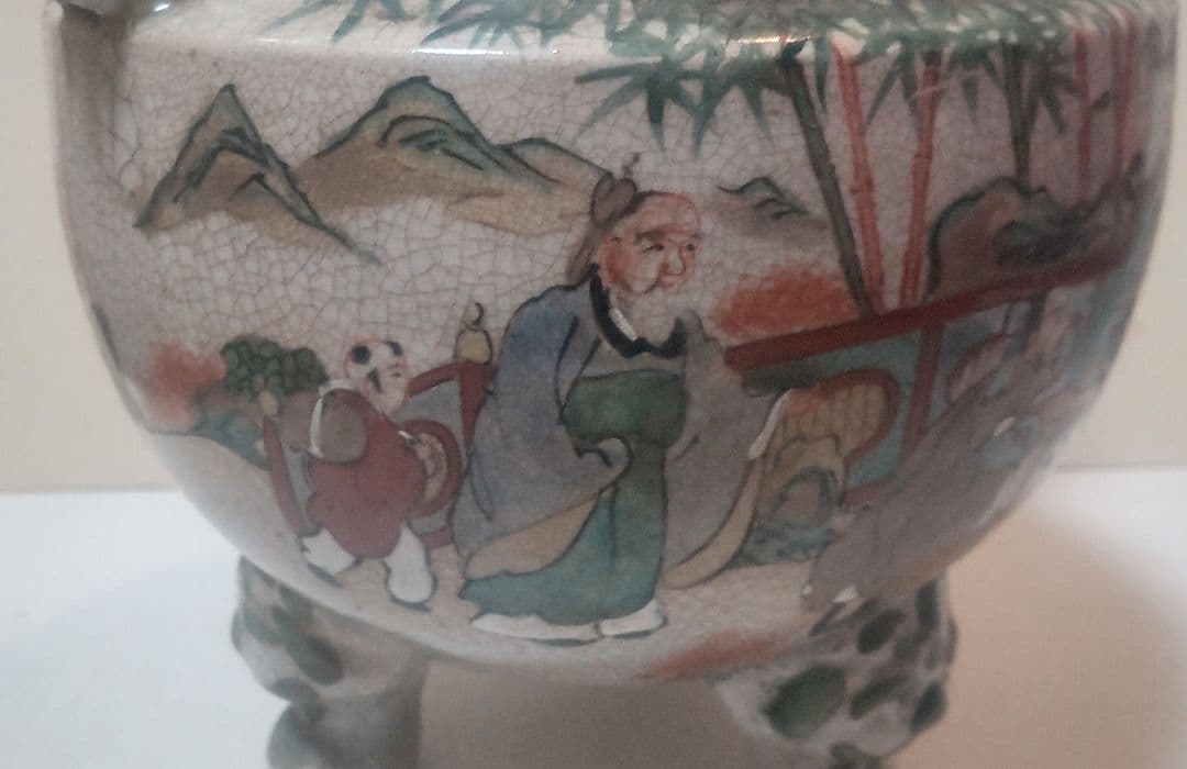 青木木米 九谷焼三足香炉/Aoki Mokubei Tripod Censer