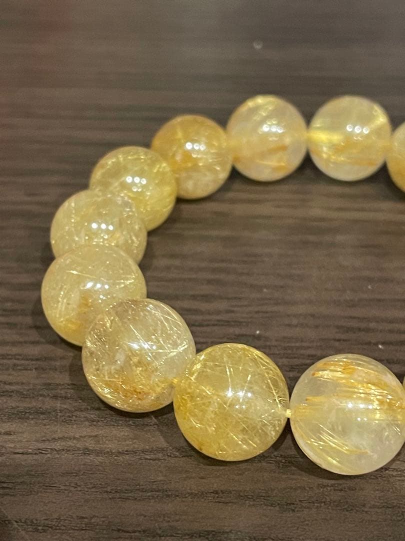 ゴールドタイチンルチルブレスレット 14ミリ 大玉