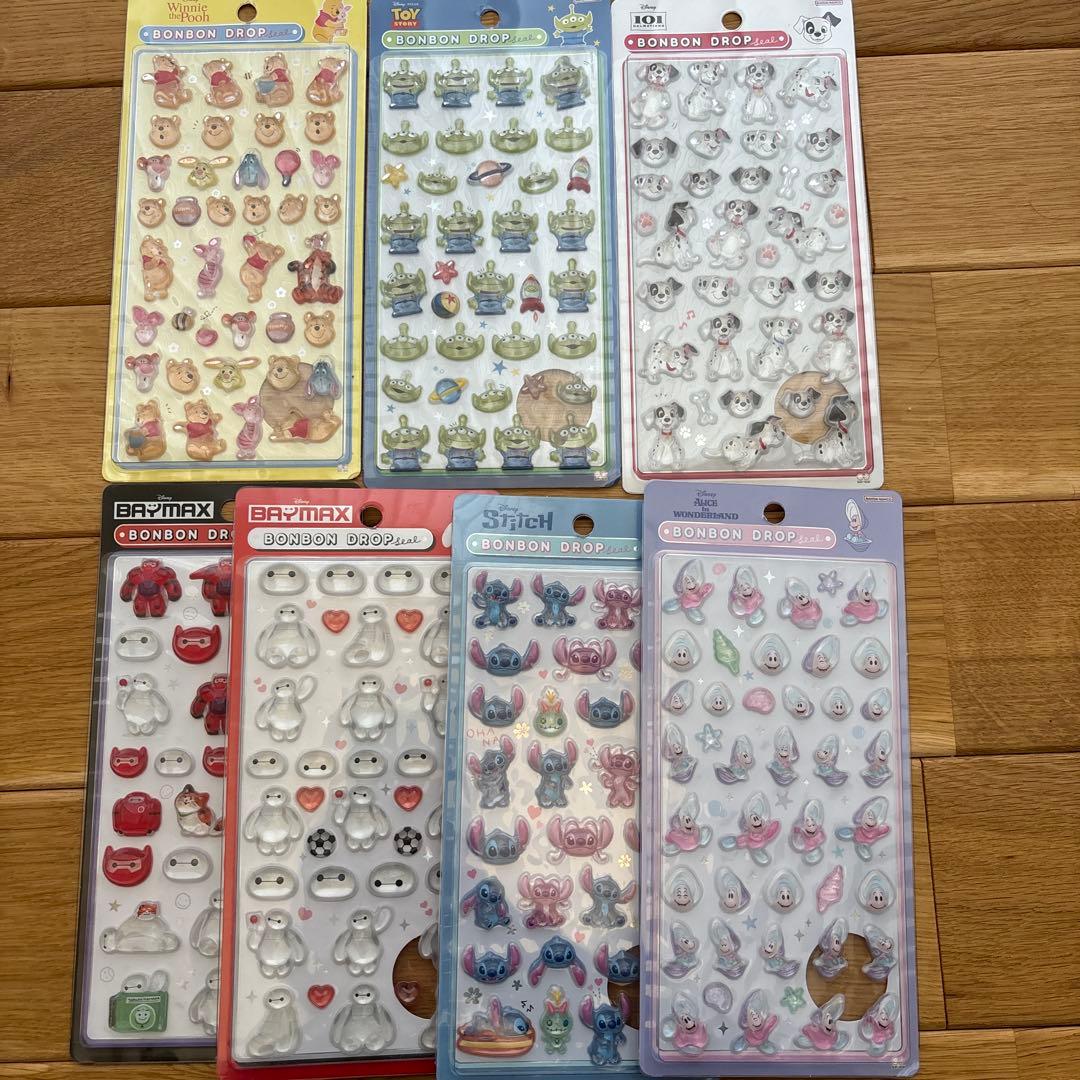【正規品】ディズニー　ボンボンドロップシール　通常サイズ7枚セット