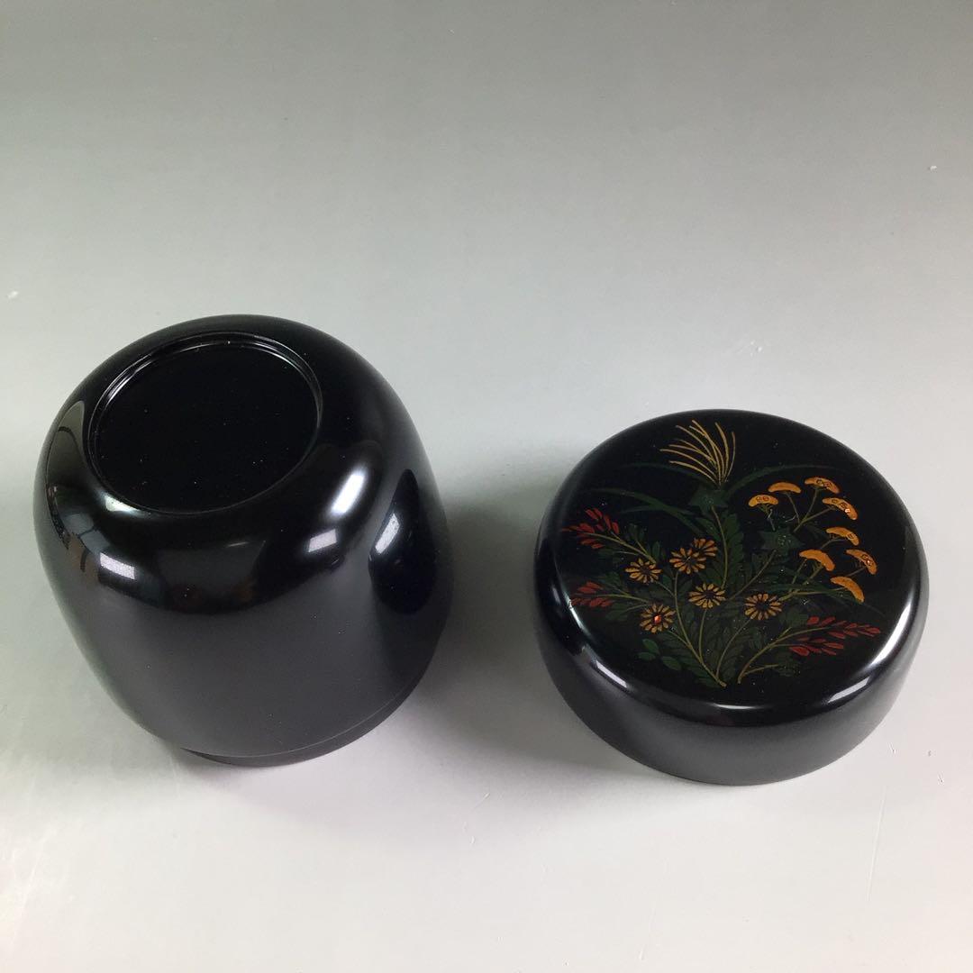 Ｐ８９２　棗　『八雲塗』『武田一勢作』『草花蒔絵』『中棗』　共箱　茶道具