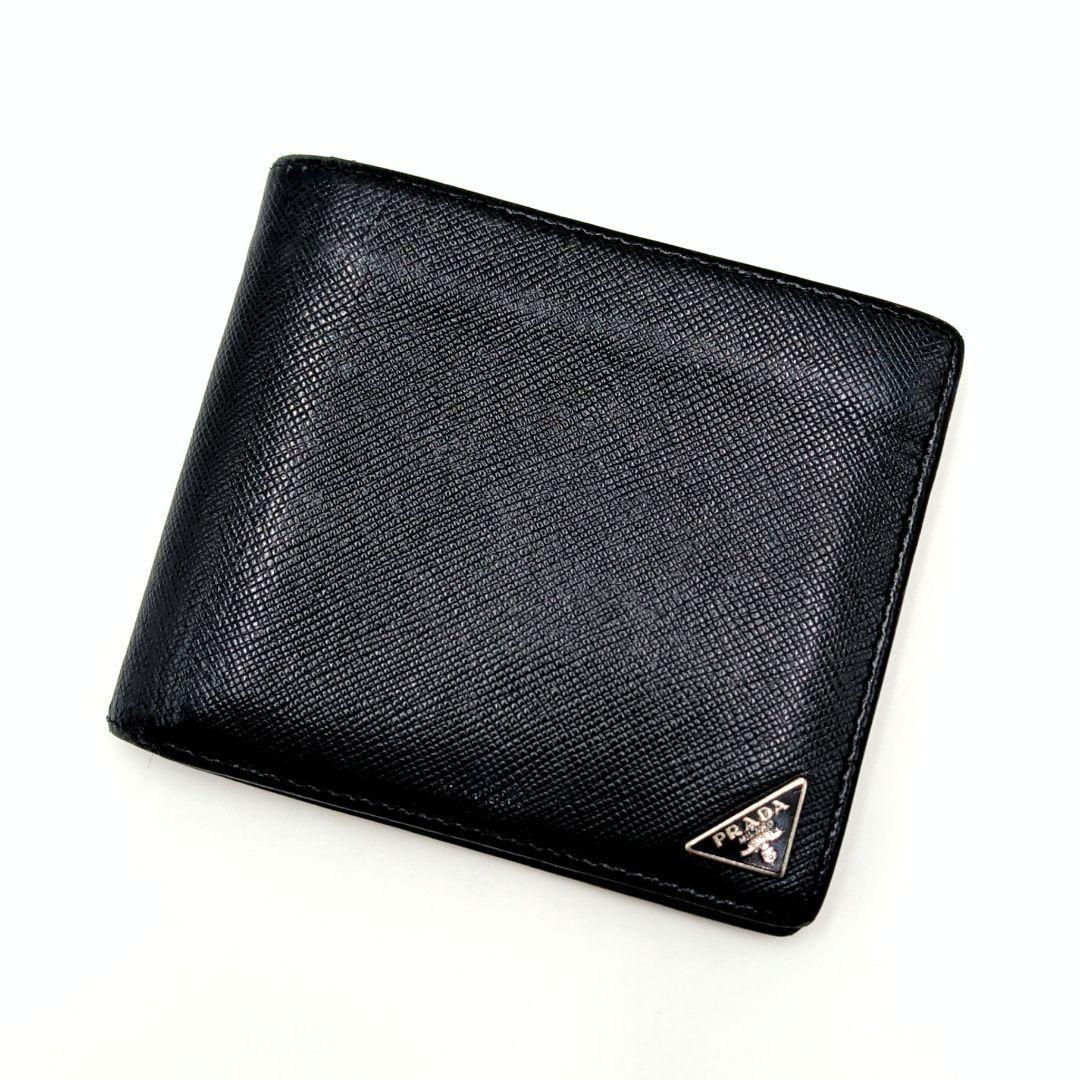 PRADA プラダ サフィアーノトライアングル 二つ折り財布 NERO 黒