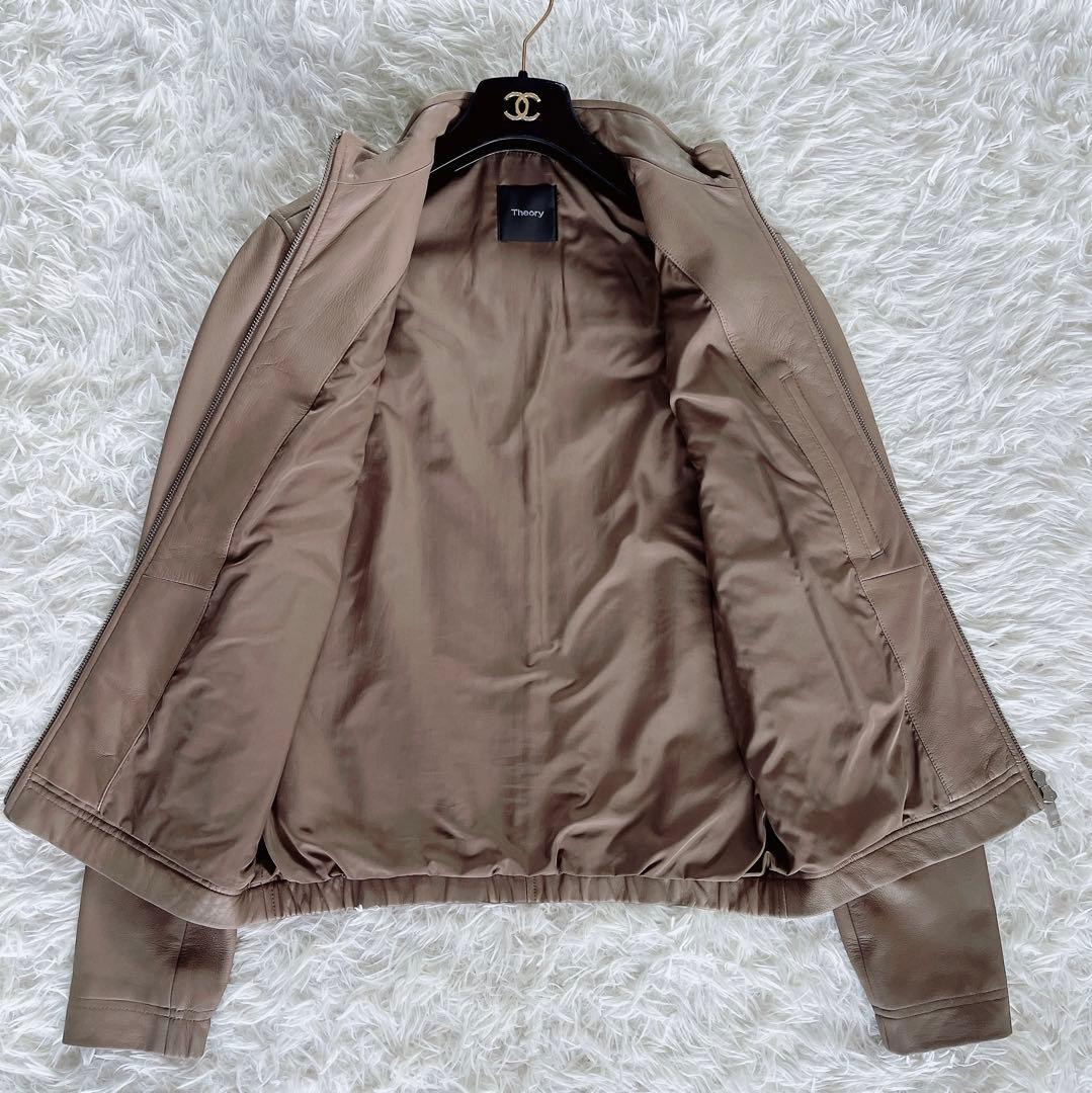 【Theory】シングルライダース 羊革 ベージュ XSサイズ