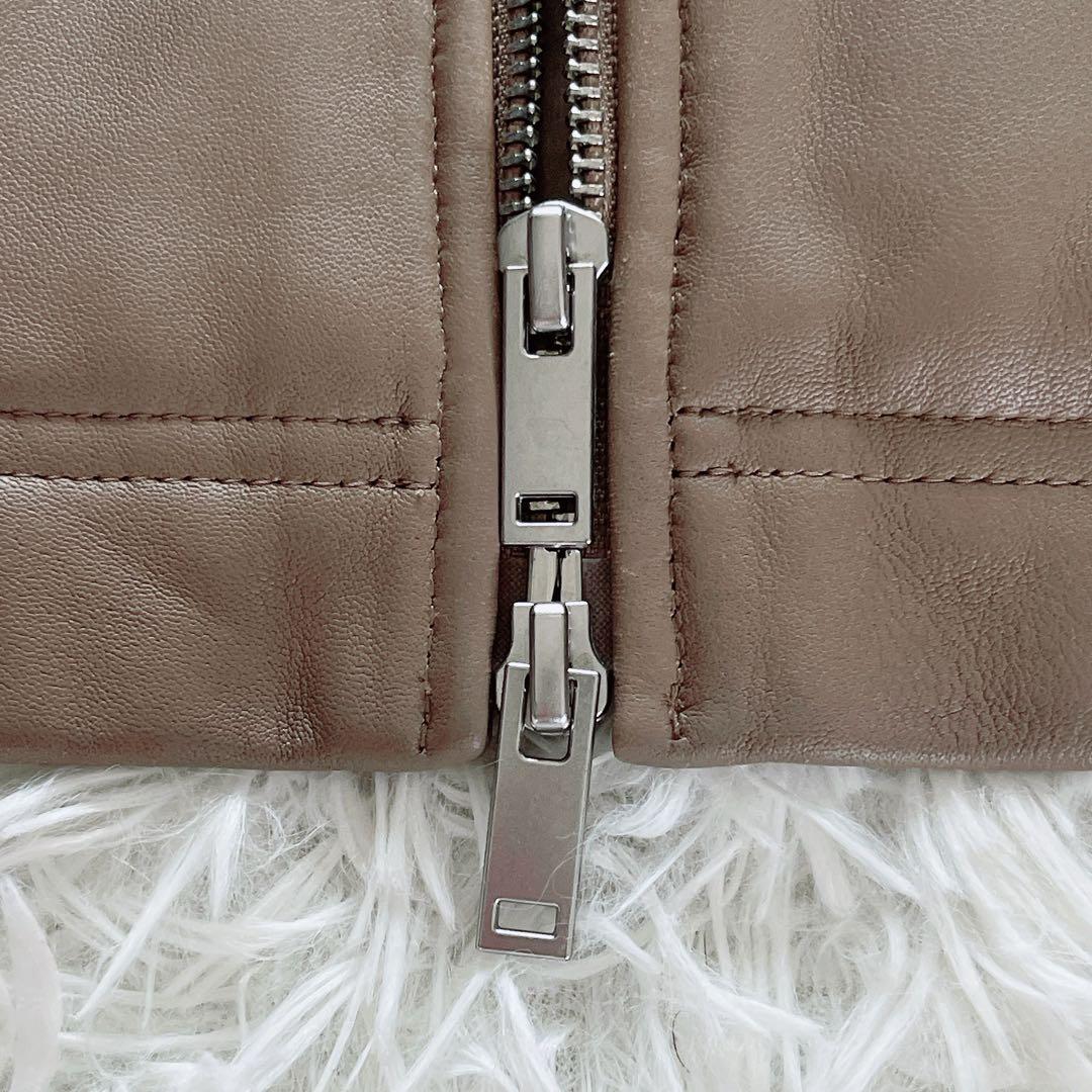 【Theory】シングルライダース 羊革 ベージュ XSサイズ