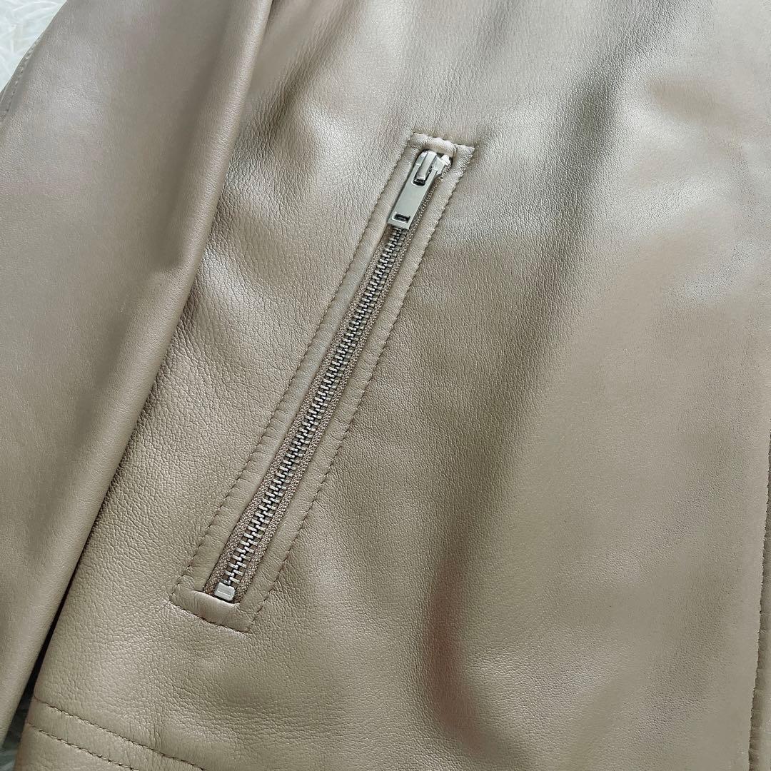 【Theory】シングルライダース 羊革 ベージュ XSサイズ