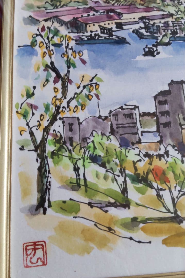 （原画）尾道風景【水彩画】絵画 インテリアにおすすめ