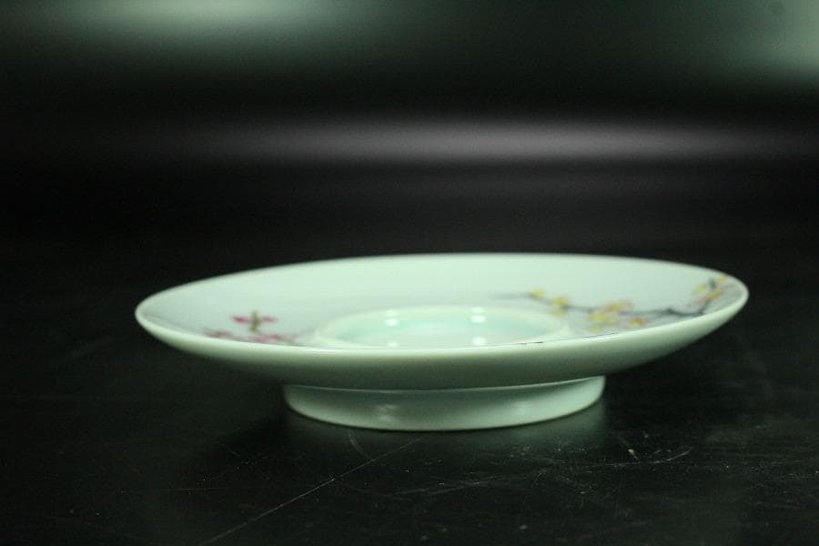 中国美術 粉彩 花鳥画 蓋碗 皿 一対(K-HA502)