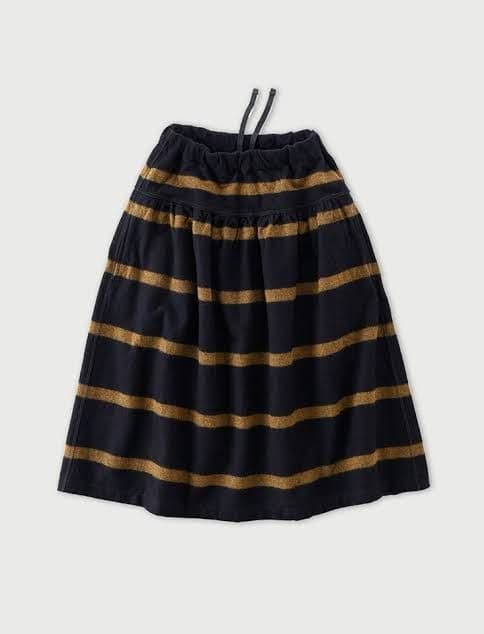 45R ☆フロート縮縦のセイルボーダーフレアースカート/ネイビー×ブラウン♪