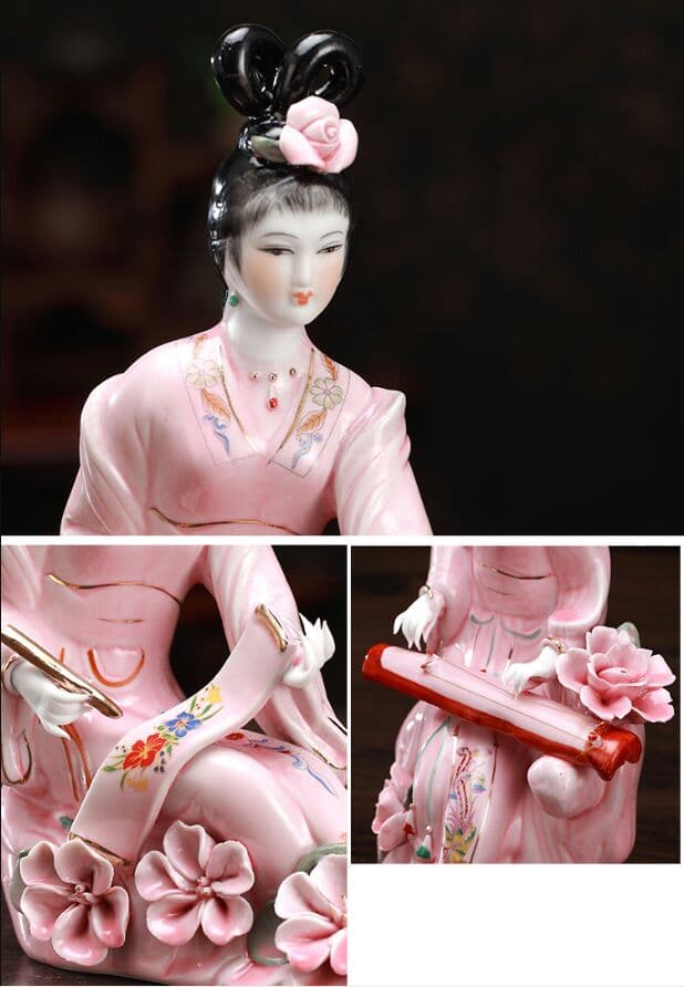 景徳鎮仕女陶器工芸品置件(琴棋書画)