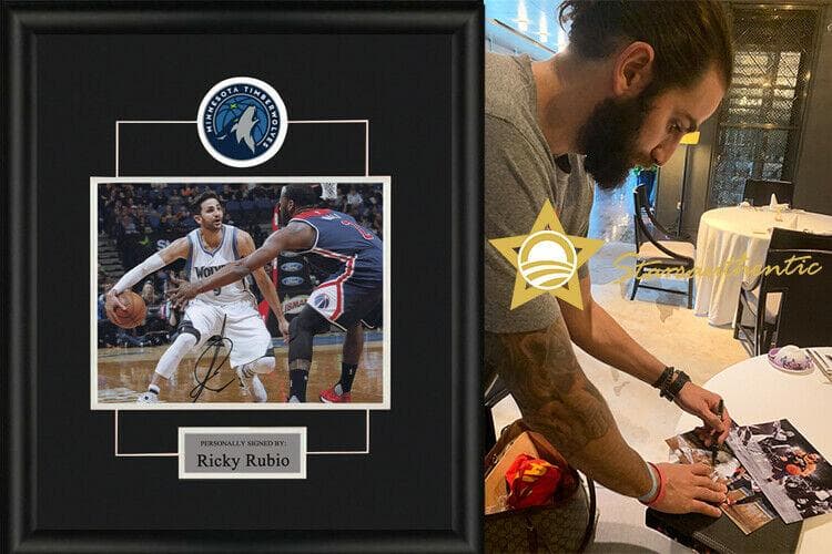 直筆サイン入り写真 リッキー・ルビオ ミネソタティンバーウルブズ SA鑑定済