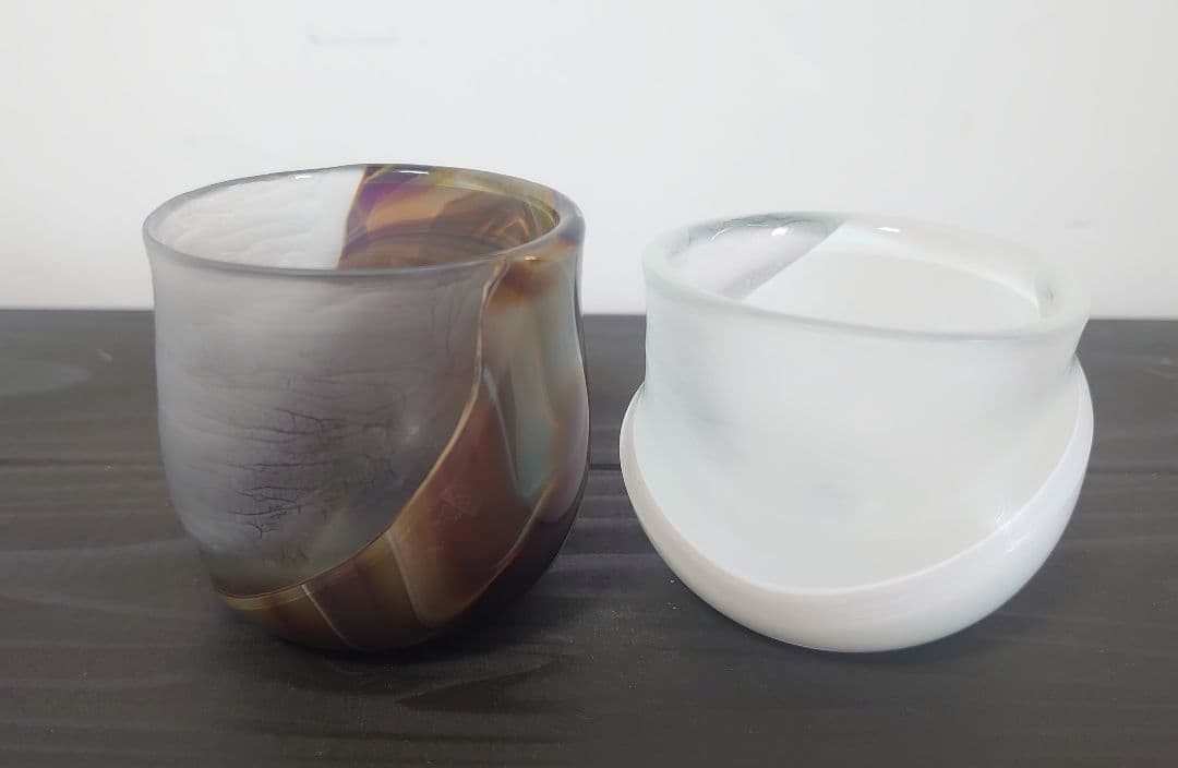 佐野曜子 削り出し硝子 ぐい呑みセット 作家もの