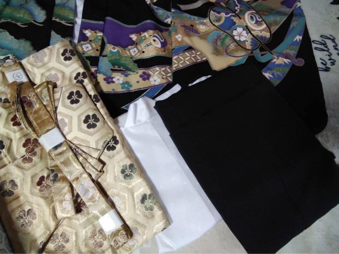 男の子用・5歳向け・表側正絹・お着物と袴のセット