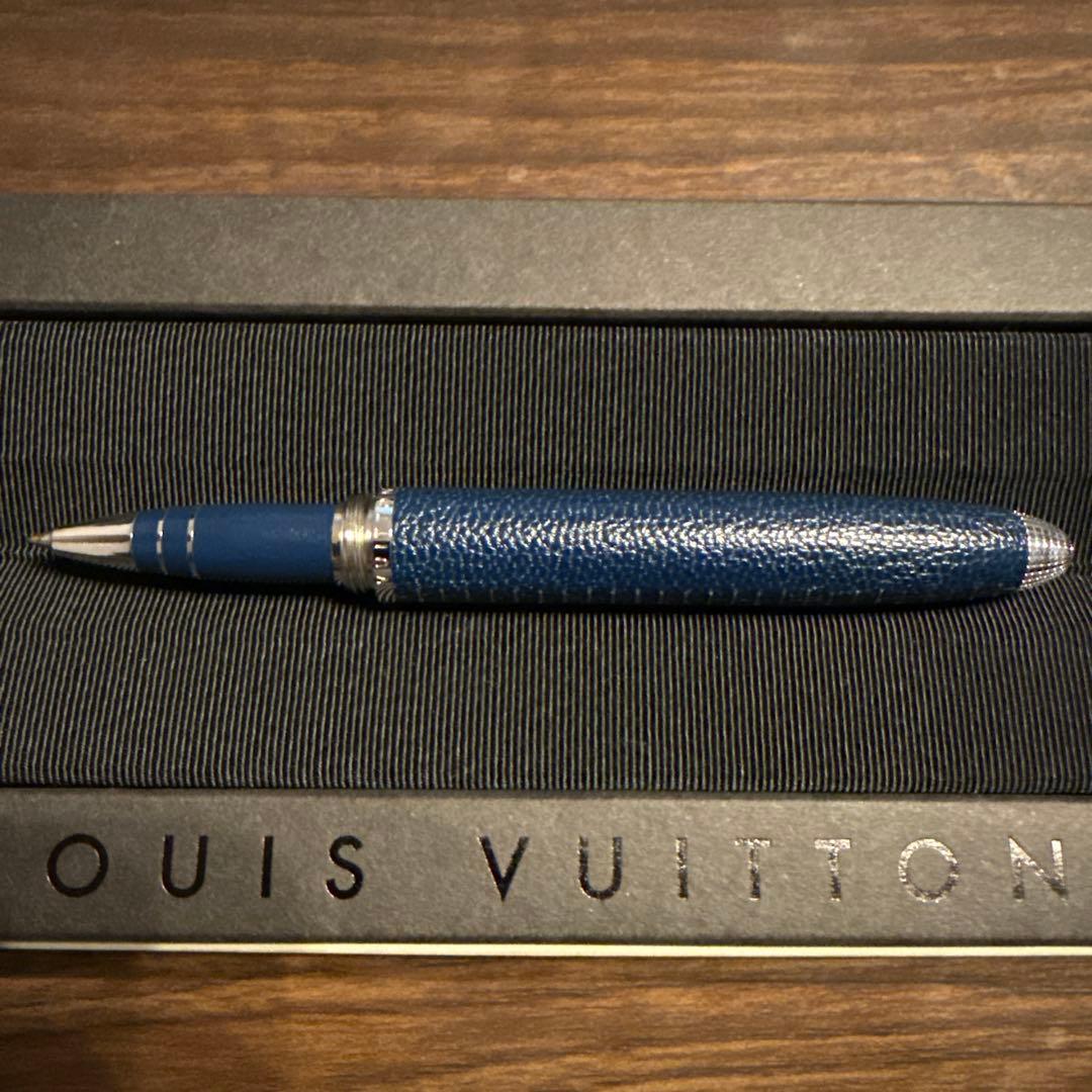 ルイヴィトン ボールペン ドックキュイール レザー ネイビー