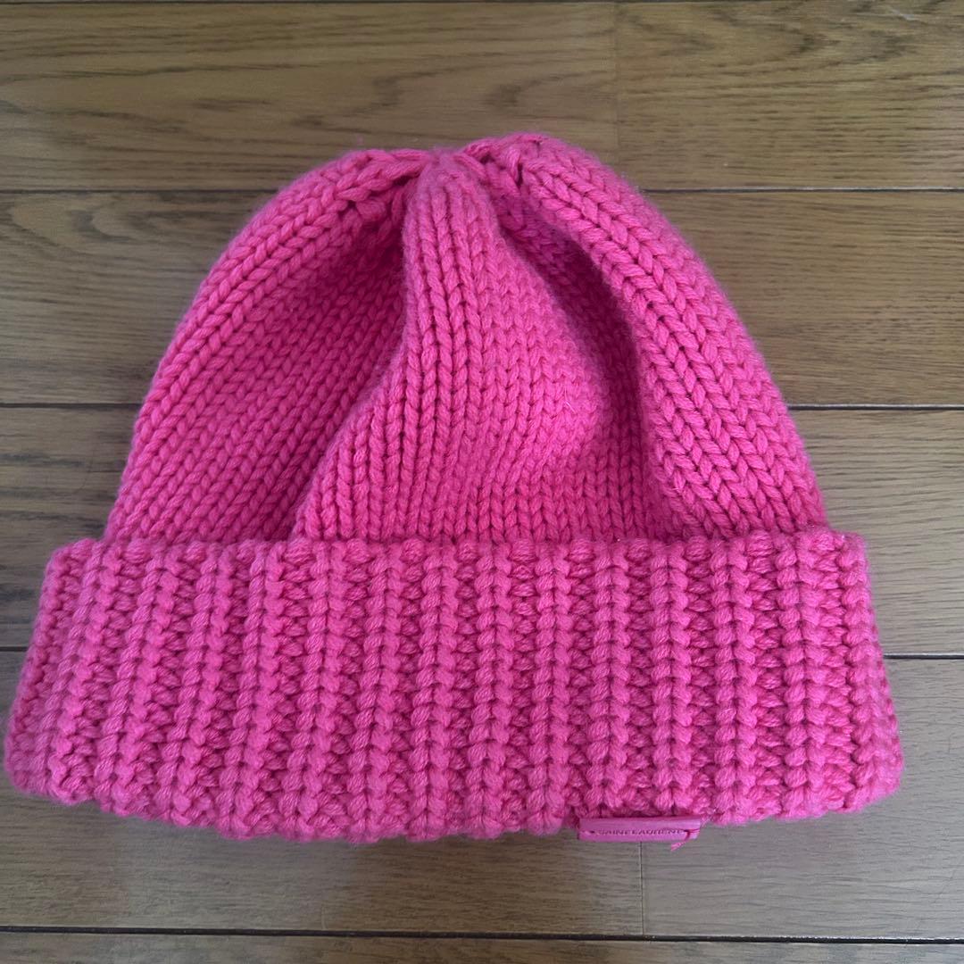 SAINT LAURENT サンローラン　ビーニー ピンクニット帽