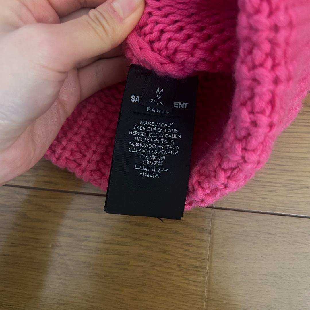 SAINT LAURENT サンローラン　ビーニー ピンクニット帽