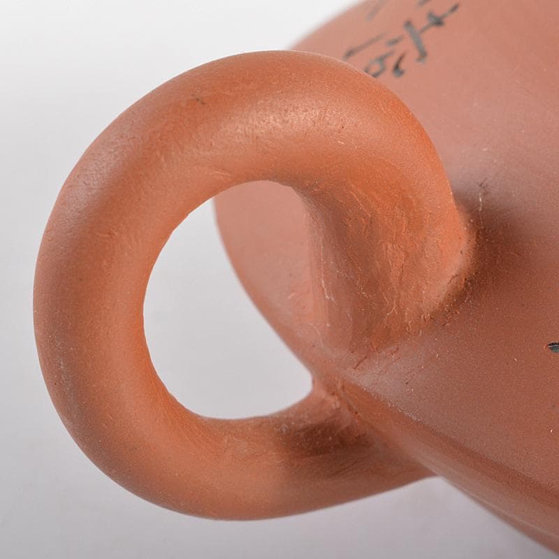 常滑焼　三代山田陶山作　紫砂　朱泥　漢詩梅文　急須　箱蓋無し　V　R7121