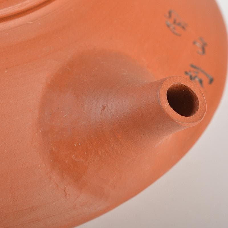 常滑焼　三代山田陶山作　紫砂　朱泥　漢詩梅文　急須　箱蓋無し　V　R7121