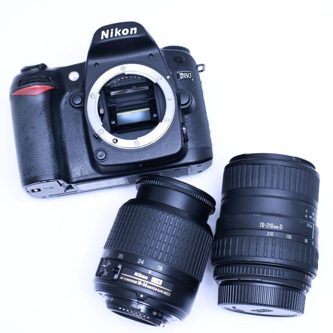 スマホ転送可作例あり Nikon D80 一眼レフデジタルカメラ 電池 レンズ