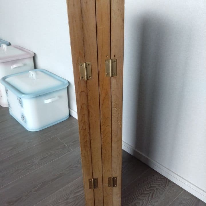 ガラス入り格子ミニ屏風 ついたて 昭和レトロ