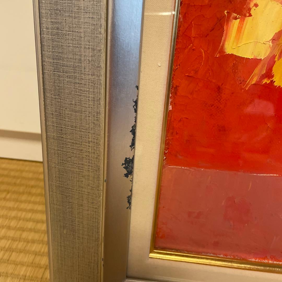 油彩画 花瓶に入った花