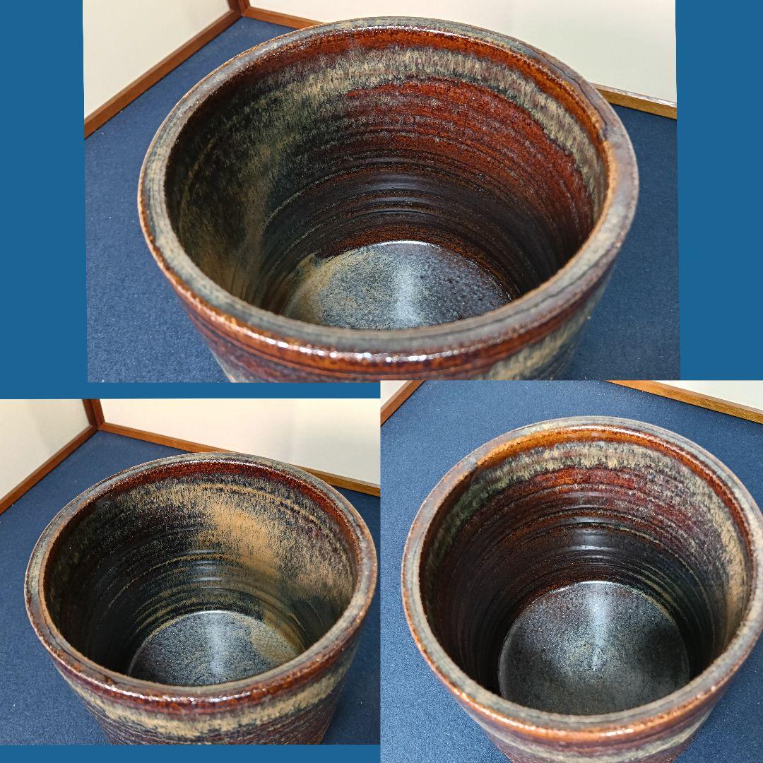 AM63 澤田酔云 陣出窯 水指 一重口 鉄釉 小瀬水指 共箱 共布陶歴 茶道具