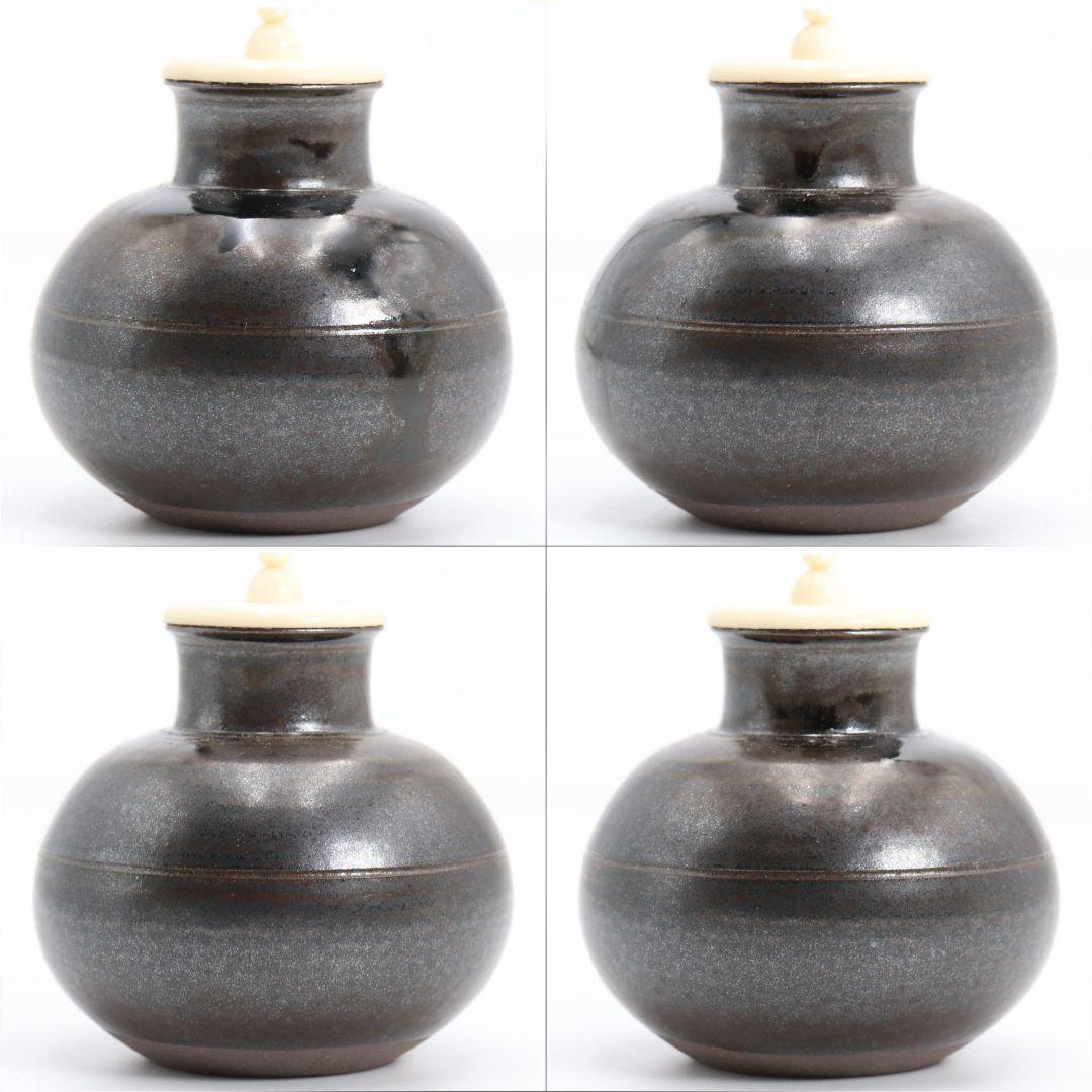 笹田有祥作 摸 唐物大名物 早苗丸壷茶入 宗薫緞子仕覆付 茶道具　V904