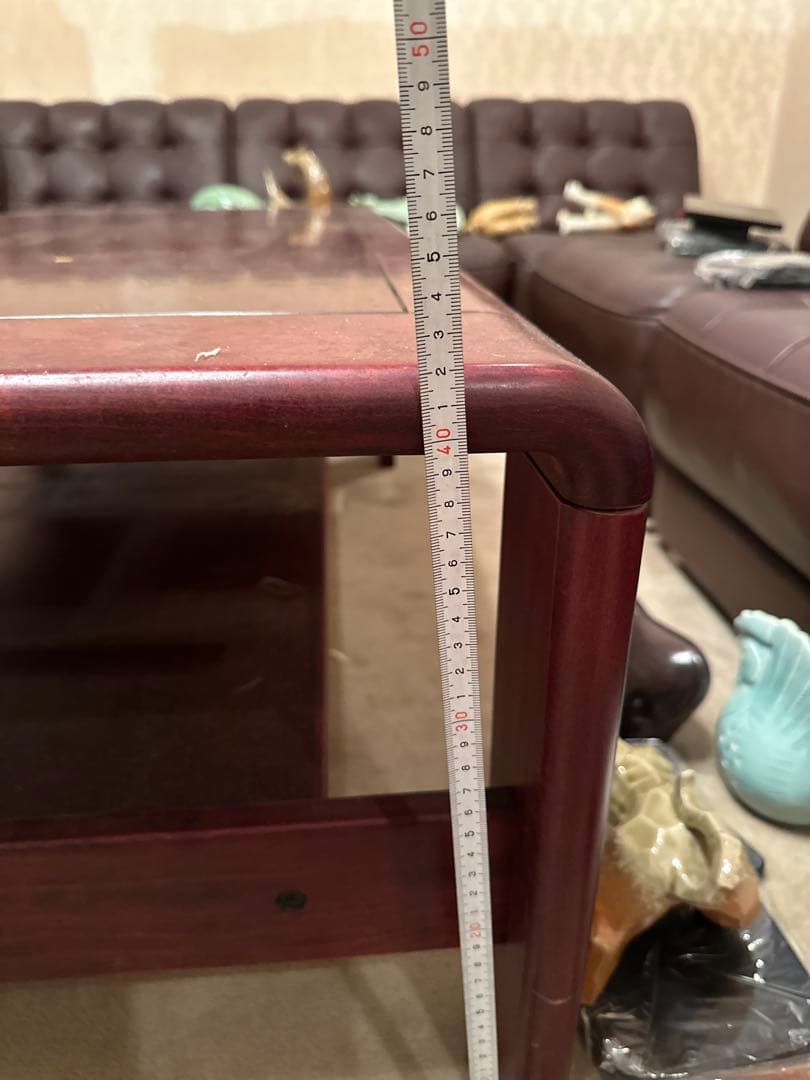 【お値下げ！超美品！たのメル便で発送】カリモク　木製ダークブラウン座卓 収納付き