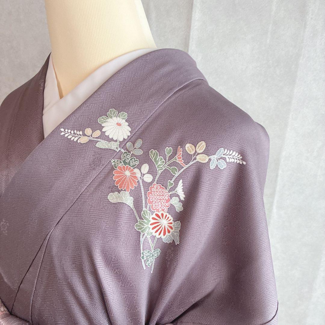 訪問着　フルセット　着物　正絹　卒業式　入学式　金駒刺繍　藤色雅花　G15