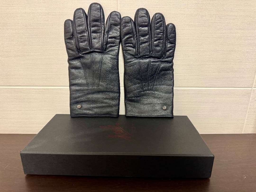 メローラ スマホタッチ 手袋 ナッパ紺/カシミア赤 サイズ8