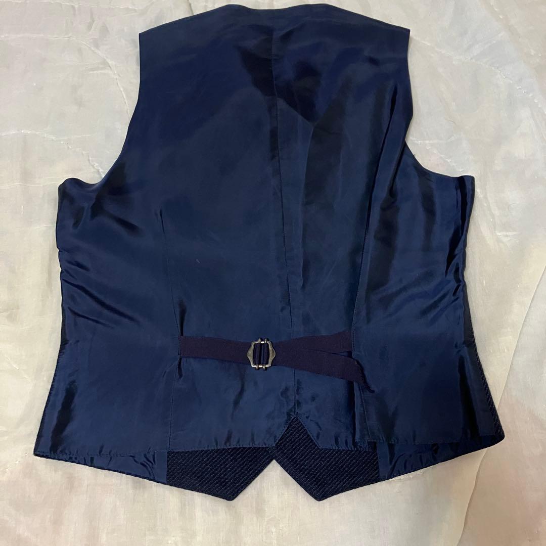 美品　TAGLIATORE　BEAMS　ウールダブルジレ　ネイビー　44