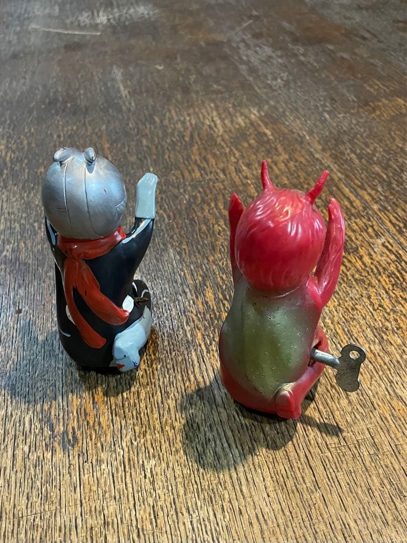 当時物ゼンマイ ソフビ 歩行玩具 小 仮面ライダーと蜘蛛男 2体 昭和レトロ