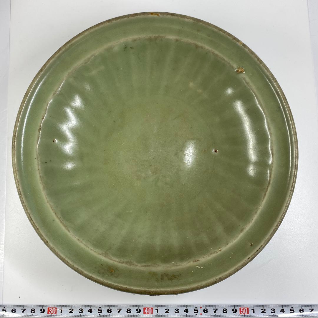 中国明時代　竜泉窯　青磁大皿　直径27.6㎝　トコトコ　東な7-0325☆2F